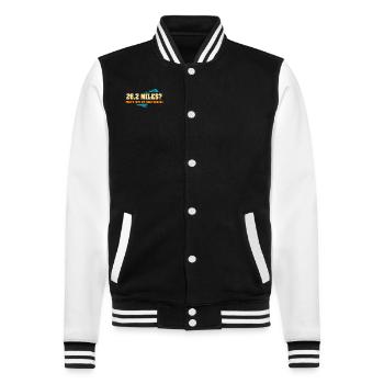 26,2 Meilen? Das ist nur mein erster Gang - College-Sweatjacke - Schwarz/Weiß - Vorne - Nik (191cm) & Marisol (170cm)