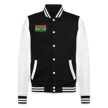 Chameleon Retro Text Veiled Panther - College Sweat Jacket - black/white - Front - Nik (191cm) & Marisol (170cm)