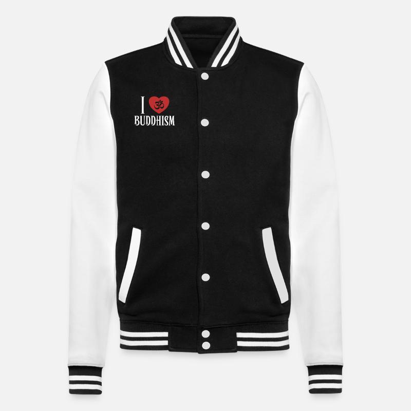I love Buddhism Buddhist Symbol Statue Priest - College Sweat Jacket - black/white