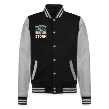 Experience the fascinating world of tornado hunting - College Sweat Jacket - black/heather grey - Front - Nik (191cm) & Marisol (170cm)