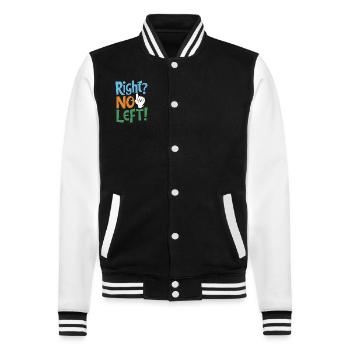 Linkshänder Lefty Left-hander Leftie Buddy - College Sweat Jacket - black/white - Front - Nik (191cm) & Marisol (170cm)