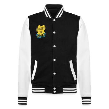 Schulverwalter Schulpersonal Hausmeister - College-Sweatjacke - Schwarz/Weiß - Vorne - Nik (191cm) & Marisol (170cm)
