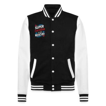 Schulverwalter Schulpersonal Hausmeister - College-Sweatjacke - Schwarz/Weiß - Vorne - Nik (191cm) & Marisol (170cm)