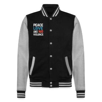 Sensibilisierung Für Häusliche Gewalt - College-Sweatjacke - Schwarz/Grau meliert - Vorne - Nik (191cm) & Marisol (170cm)