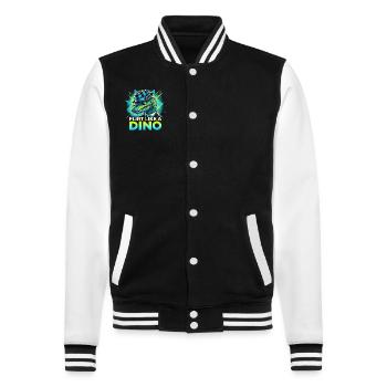 Rizzler Kultur Mit Dinosaurier Kunst Und T-Rex - College-Sweatjacke - Schwarz/Weiß - Vorne - Nik (191cm) & Marisol (170cm)