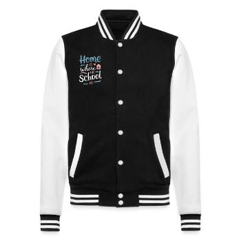 Homeschool Mom Dad Family Life Community Journey - College Sweat Jacket - black/white - Front - Nik (191cm) & Marisol (170cm)