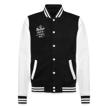 Murder Mystery Dinner Outfit, Party, Crime Scene - College Sweat Jacket - black/white - Front - Nik (191cm) & Marisol (170cm)