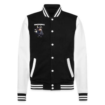 Morning Muhffel Morning Grouch Cow Coffee Sleep Shirt - College Sweat Jacket - black/white - Front - Nik (191cm) & Marisol (170cm)