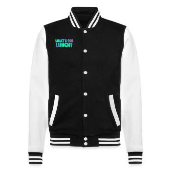 What's For Lunch? - College Sweat Jacket - black/white - Front - Nik (191cm) & Marisol (170cm)