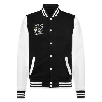 Triathlon Swim Bike Run Triathlete Sports Gift - College Sweat Jacket - black/white - Front - Nik (191cm) & Marisol (170cm)