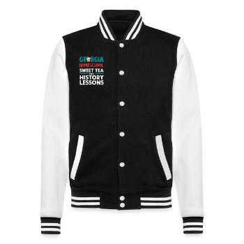 Georgia Homeschool Mom Life in Peach State - College Sweat Jacket - black/white - Front - Nik (191cm) & Marisol (170cm)
