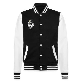Stargazing And Meteor Shower Enthusiast - College-Sweatjacke - Schwarz/Weiß - Vorne - Nik (191cm) & Marisol (170cm)