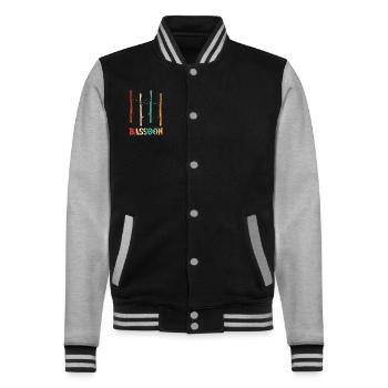 Retro Fagott Instrument Aerophone Music Player - College-Sweatjacke - Schwarz/Grau meliert - Vorne - Nik (191cm) & Marisol (170cm)