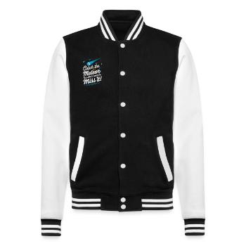 Stargazing And Meteor Shower Enthusiast - College-Sweatjacke - Schwarz/Weiß - Vorne - Nik (191cm) & Marisol (170cm)