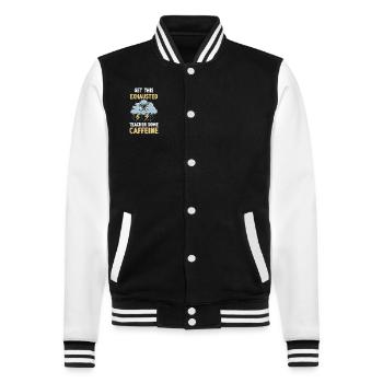 Teacher Exhaustion Burnout Revised Motif - College Sweat Jacket - black/white - Front - Nik (191cm) & Marisol (170cm)