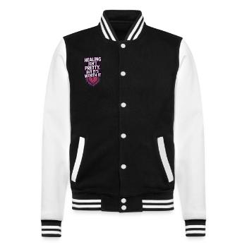 Mental Health Advocate Therapy Support Emotional - College Sweat Jacket - black/white - Front - Nik (191cm) & Marisol (170cm)