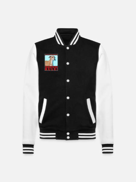 Whippet Small English Greyhound Gift - College Sweat Jacket - black/white
