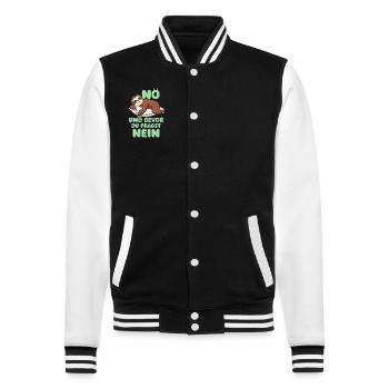 Nö Und Bevor Du Fragst Nein - College-Sweatjacke - Schwarz/Weiß - Vorne - Nik (191cm) & Marisol (170cm)
