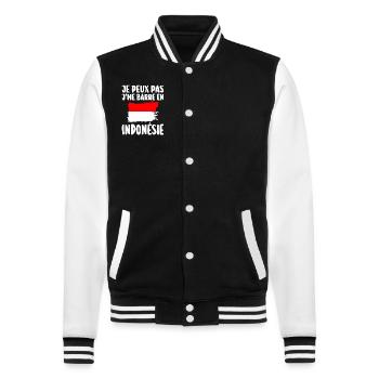 J'Me Barre En Indonésie Voyage Cadeau - Veste Teddy - noir/blanc - Devant - Nik (191cm) & Marisol (170cm)