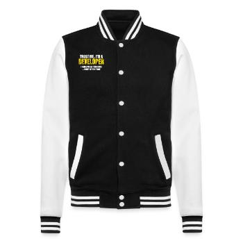 Vertrau Mir Ich Bin Entwickler Kollegen Geschenk - College-Sweatjacke - Schwarz/Weiß - Vorne - Nik (191cm) & Marisol (170cm)