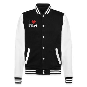Ich liebe Origami Papierkranich Falten Eule Meister - College-Sweatjacke - Schwarz/Weiß - Vorne - Nik (191cm) & Marisol (170cm)
