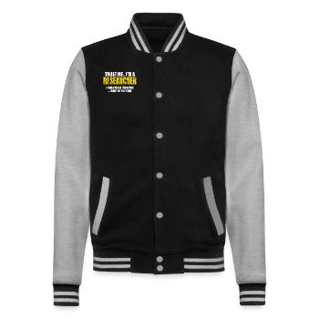 Trust Me I'm a Researcher Fellow Gift - College Sweat Jacket - black/heather grey - Front - Nik (191cm) & Marisol (170cm)