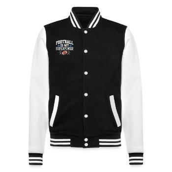 Touchdown Zeit Für Football Fans und - College-Sweatjacke - Schwarz/Weiß - Vorne - Nik (191cm) & Marisol (170cm)