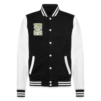 Time travel sci-fi enthusiast and time machine - College Sweat Jacket - black/white - Front - Nik (191cm) & Marisol (170cm)