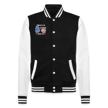 Someone In Florida Loves Me - College Sweat Jacket - black/white - Front - Nik (191cm) & Marisol (170cm)