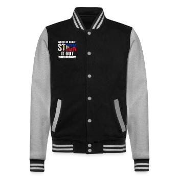 Arnis Eskrima Kali Filipino FMA - College Sweat Jacket - black/heather grey - Front - Nik (191cm) & Marisol (170cm)