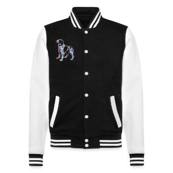Brittany Spaniel Geometric - College Sweat Jacket - black/white - Front - Nik (191cm) & Marisol (170cm)