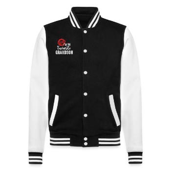 Es ist offiziell: Ich bin der Lieblingsenkel - College-Sweatjacke - Schwarz/Weiß - Vorne - Nik (191cm) & Marisol (170cm)
