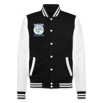Can't Wait To Go Back To Iceland - College Sweat Jacket - black/white - Front - Nik (191cm) & Marisol (170cm)