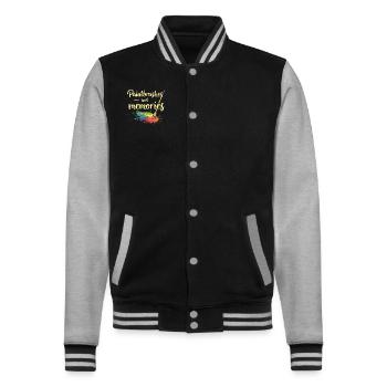 Crafts with children diy projects and funny ones - College Sweat Jacket - black/heather grey - Front - Nik (191cm) & Marisol (170cm)