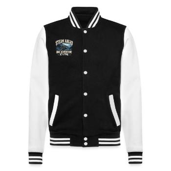 Railfan Train Enthusiast Locomotive Lover - College-Sweatjacke - Schwarz/Weiß - Vorne - Nik (191cm) & Marisol (170cm)