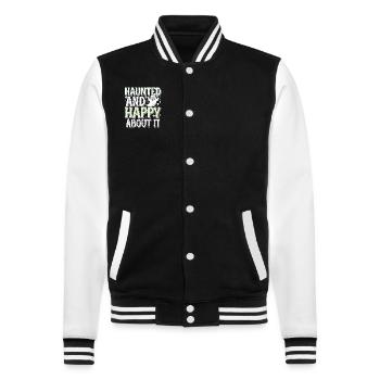 Paranormal Comédie Drôle Fantôme Humour Léger - Veste Teddy - noir/blanc - Devant - Nik (191cm) & Marisol (170cm)