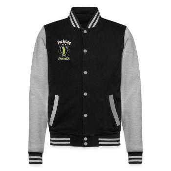 Pickle Lovers Humor Dill-ightful Jokes Funny Food - College Sweat Jacket - black/heather grey - Front - Nik (191cm) & Marisol (170cm)