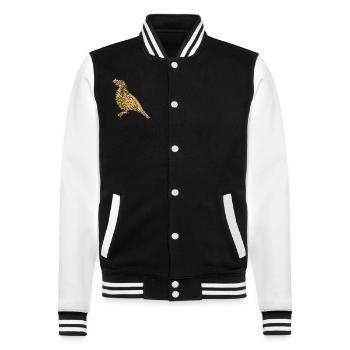 Quail Geometric - College Sweat Jacket - black/white - Front - Nik (191cm) & Marisol (170cm)