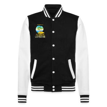Someone In Florida Loves Me - College Sweat Jacket - black/white - Front - Nik (191cm) & Marisol (170cm)