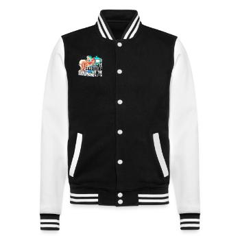 Saxophone Let Saxophone Play You - College Sweat Jacket - black/white - Front - Nik (191cm) & Marisol (170cm)