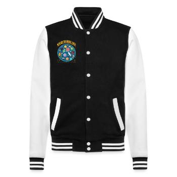 Mauzkrobiologie - College-Sweatjacke - Schwarz/Weiß - Vorne - Nik (191cm) & Marisol (170cm)