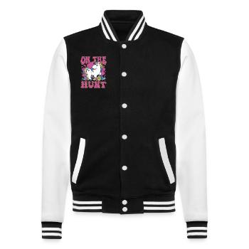 On the Hunt Unicorn Easter - College Sweat Jacket - black/white - Front - Nik (191cm) & Marisol (170cm)