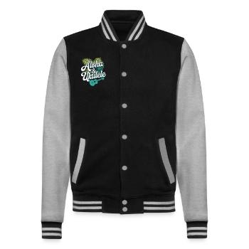 Ukulele -spieler Hawaiianischer Musik Tropical - College-Sweatjacke - Schwarz/Grau meliert - Vorne - Nik (191cm) & Marisol (170cm)
