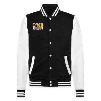 Old Coins New Adventures Numismatics - College Sweat Jacket - black/white - Front - Nik (191cm) & Marisol (170cm)