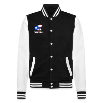 Taíno Echoes Caribbean Ancestry Pride - College Sweat Jacket - black/white - Front - Nik (191cm) & Marisol (170cm)