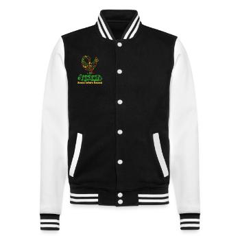 Sankofa Symbol Adinkra Ghana Schwarz - College-Sweatjacke - Schwarz/Weiß - Vorne - Nik (191cm) & Marisol (170cm)