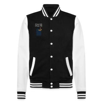 Flight Attendant Cabin Crew Life Aviation - College Sweat Jacket - black/white - Front - Nik (191cm) & Marisol (170cm)