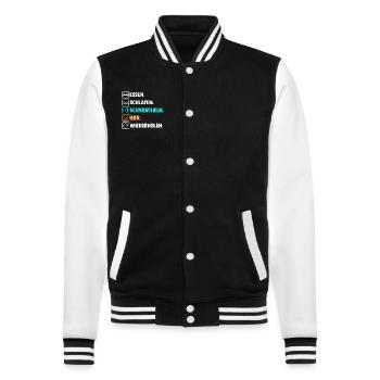 Schullehrerin Lehrerin - College-Sweatjacke - Schwarz/Weiß - Vorne - Nik (191cm) & Marisol (170cm)