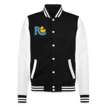 Rente Ente Schwung - Rentner Ruhestand Pension - College-Sweatjacke - Schwarz/Weiß - Vorne - Nik (191cm) & Marisol (170cm)