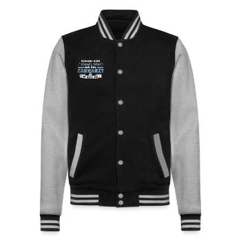 Morgens müde, abends blau - Zahnarzt - College-Sweatjacke - Schwarz/Grau meliert - Vorne - Nik (191cm) & Marisol (170cm)
